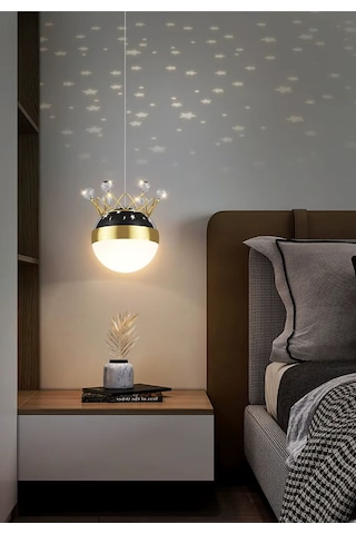 Dolunay Model Gold Kaplama 3 Renk Metal Salon Mutfak Oturma Yatak Odası Modern Led Sarkıt Avize Gold