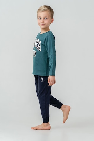 U.S. Polo Assn. Erkek Çocuk Pijama Takımı Baskılı Yeşil Uzun Kol Pijama Takımı Us2636-c-v2 Us2636-c-v2
