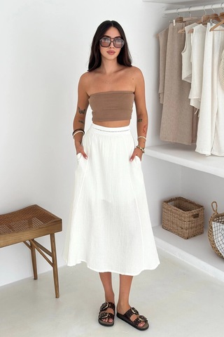 Beli Garnili Etek Beyaz Beyaz