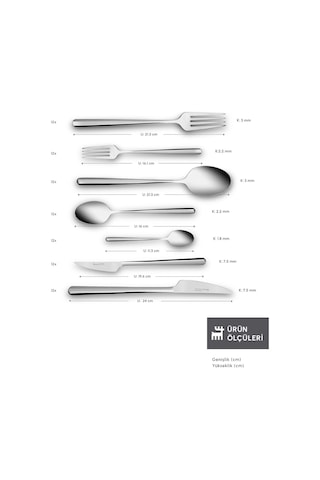 Karaca  Elegance New Boreas Platin 12 Kişilik 84 Parça Çatal Kaşık Bıçak Takımı