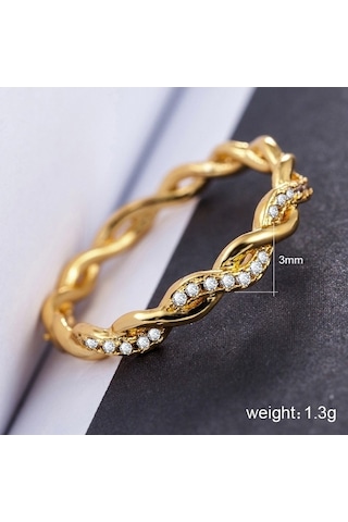 Fastbuy Elegant Kadın Yüzük - Twist Tasarım - Manyetik Rhinestone - Altın - Renkli - Us 6 Çok Renkli