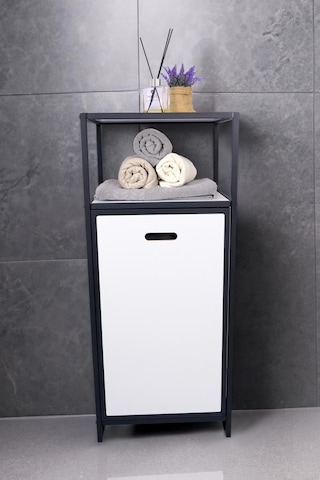 Digithome Metal Kirli Sepetli 2 Raflı Çok Amaçlı Banyo Düzenleyici Raf Organizer Siyah-beyaz Mrs-010 C1-1-369 Beyaz - Siyah