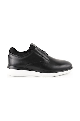 Libero L6050 Hakiki Deri Erkek Casual Ayakkabı - Esnek Boğazlı, Beyaz Eva Tabanlı Bağcıklı Şık Sneaker Siyah