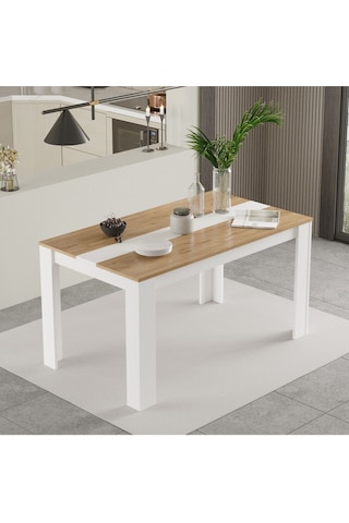 Aven Yemek Masası 140x80 Sepet-beyaz Ave22-sw Sepet Ceviz - Beyaz