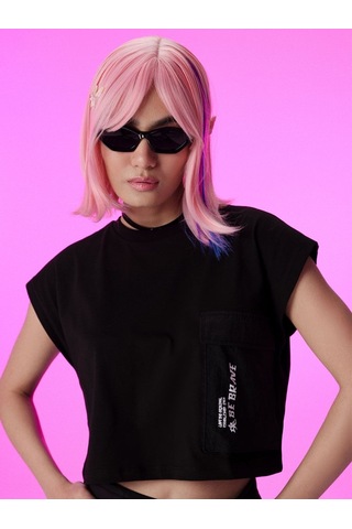 LOFT Loose Crop Kadın Tshirt K.kol Lf2034787 Q1.v1 Siyah