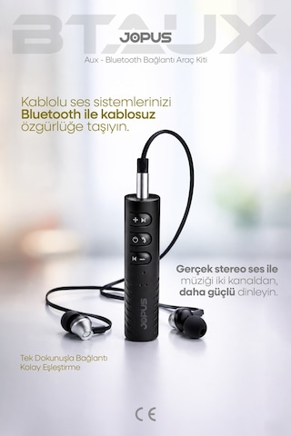 Jopus Bluetooth Aux Araç Kiti Bluetooth 5.0 Hd Ses Kalitesi Kesintisiz Bağlantı