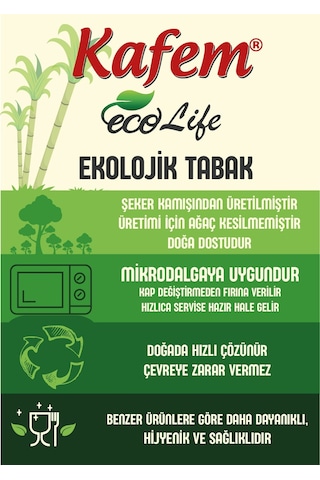 Kafem Ekolojik Karton Tabak 22 CM 25 Adet