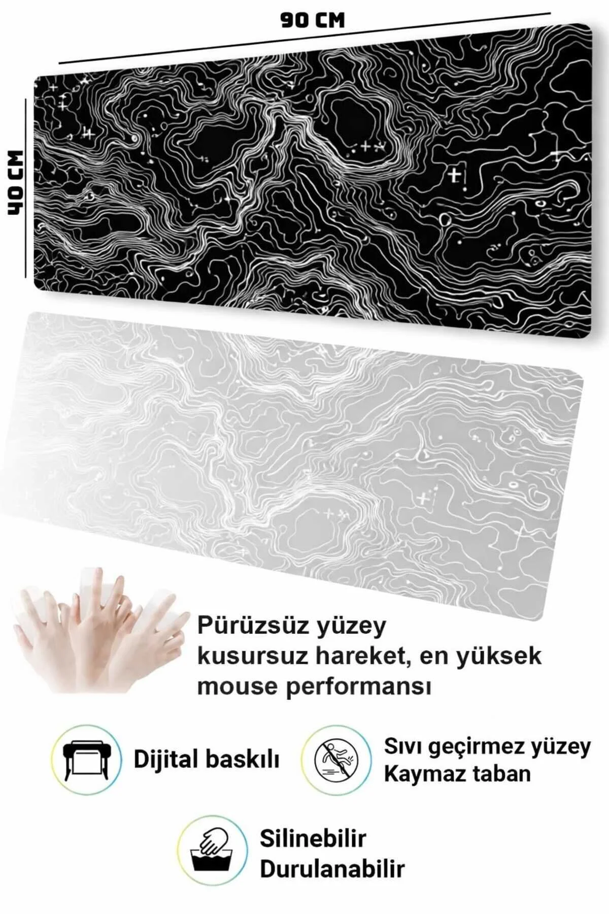 Derdenix 90x40 Topography Dark Edition Oyuncu Mousepad Çok Renkli