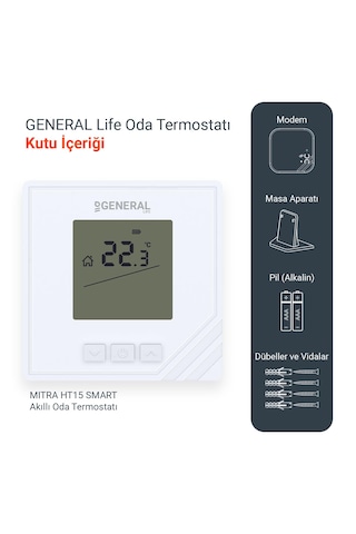 General Life Mitra Ht15 Rf Smart Kablosuz Wi-fi Akıllı Oda Termostatı - Beyaz
