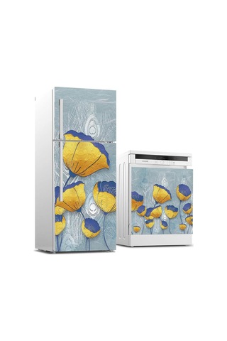 Buzdolabı Ve Bulaşık Makinası Beyaz Eşya Sticker Kaplama Sarı Gelincik Genel