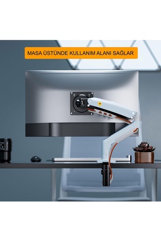 Nb F80-xe Beyaz Ergonomik Monitör Tutucu 17-30 İnç, 2-9 Kg, Amortisörlü Vesa Monitör Standı