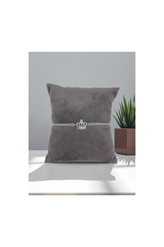 Renkli Taşlı Kraliçe Tacı Figürlü 925 Ayar Gümüş Kadın Bileklik Zarif Ve Gösterişli Tasarım Gümüş