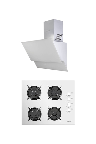 Kumtel KO-40 TAHDF - DA6-835 Beyaz Cam Ankastre Set