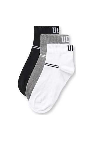 Brennus 3'lü Siyah Gri Beyaz Uzun Jakarlı Standard Fit Unisex Çorap Siyah Gri Beyaz