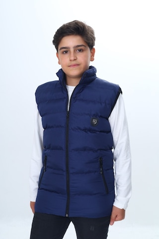 Toontoy Erkek Çocuk Su İtici Dik Yaka Fermuarlı Cepli Şişme Yelek Lacivert