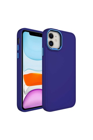 Apple Uyumlu iPhone 11 Renkli Metal Kamera Çerçeveli İçi Kadife Lansman Kılıf - Lavanta Gri