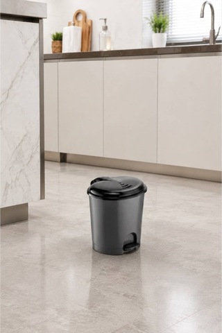 7 Litre Pedallı Çöp Kovası Kapaklı Banyo Mutfak Ofis Çöp Kutusu Siyah