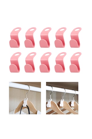 10'lu Çok Amaçlı Askı Kanca Dolap Askılığı Seti -al4803 Pembe