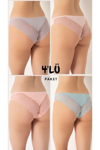 Kadın Dantelli 4 Lü Paket Karşık Renk Külot Asorti-2 C1t0n0o408 001