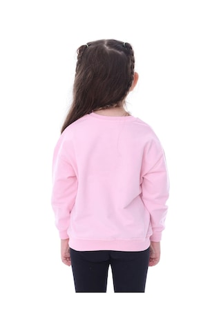 Zuzunga Basic Düz Renk Pembe Fırçalı Yumuşak %100 Pamuk Sweatshirt