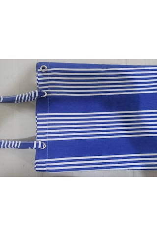 Ceylan Home Balkon Perdesi Kuş Gözü Ölçü Seçenekli Mavi İnce Çizgili Mavi