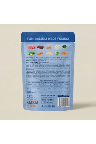Kito Fresh Ton Balıklı Kedi Yemeği %100 Taze İçerikli Mama 80 G