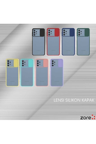 Noktaks Samsung Galaxy Uyumlu A32 4g Kılıf Slayt Sürgülü Arkası Buzlu Lensi Kapak Siyah T17111