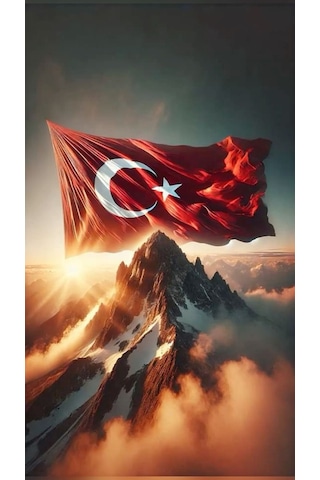 Göklerde Dalgalanan Türk Bayrağı Ev Duvar Salon Güzellik Salonu Ofis Dükkan Dekarasyon Kanvas Tablo