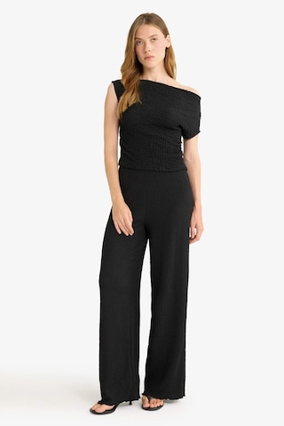 Defacto Slim Fit Dar Kesim Tek Omuzlu Bürümcük Bluz G2703ax25aubk81 Siyah
