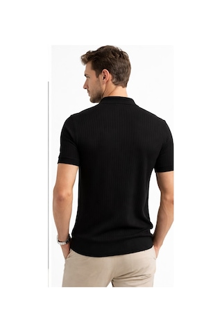 Cazador Erkek Polo Yaka Desenli Triko T-shirt 34215 Siyah Siyah