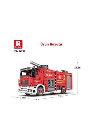 Reobrix Technic 22008 İtfaiye Kamyonu Kumandalı&motorlu Yapı Blok Seti Building Blocks Fire Ladder Truck - 2692 Parça
