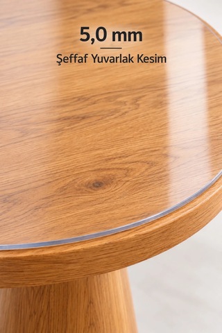 İzen 5,0 Mm Şeffaf Yuvarlak Pvc Masa Örtüsü Silinebilir Masa Koruyucu 75 Cm Çap