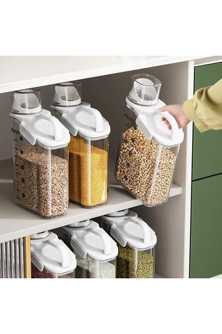 Büyük Kapasiteli Hava Geçirmez Evcil Hayvan Maması Saklama Kabı Ölçü Kapları İle Kap Mutfak Plastik Mutfak Saklama Aksesuarları Mavi