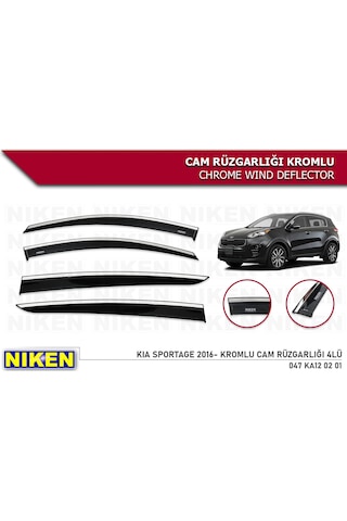 Niken Kia Sportage 2016-2021 Kromlu Cam Rüzgarlığı 4 Lü