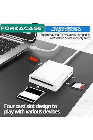 Forzacase FC974  Hızlı Type-C To SD / Micro SD / TF Kart Okuyucu Adaptör