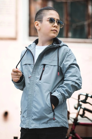 Pina Kids Erkek Çocuk Kapüşonlu Rüzgar Geçirmez Cepli Mevsimlik Mont Mm5016 Mint