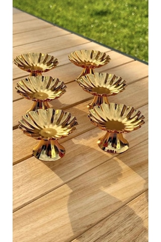 6'lı İsritidye Huni Ayaklı Gold Kahve Yanı Lokumluk, Makaronluk, Şekerlik,sunum,kahve,ikramlık, 6'lı İsritidye Huni Ayaklı Gold Kahve Yanı Lokumluk, Makaronluk, Şekerlik,sunum,kahve,ikramlık,