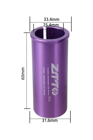 Ztto Bisiklet Koltuğu Direği Adaptörü Alüminyum Bisiklet Selesi Direği Tüpü Azaltıcı Kol Dönüştürücü - 25,4 Mm'den 31,6 Mm'ye