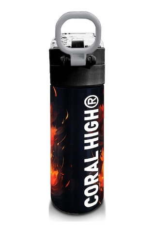 Coral High Kids Siyah Aslan Desenli Pipetli Ve Direkt İçim Çelik Termos 500 Ml 31871 Siyah