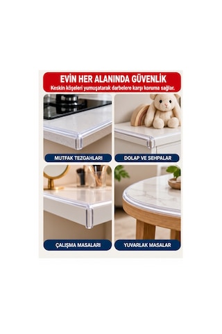 Mucit Home 3 Metre Şeffaf Silikon Masa Kenar Koruyucu Bant Bebek Çocuk Güvenlik Köşe Koruyucu, Darbe Önleyici Yapışkanlı Diğer