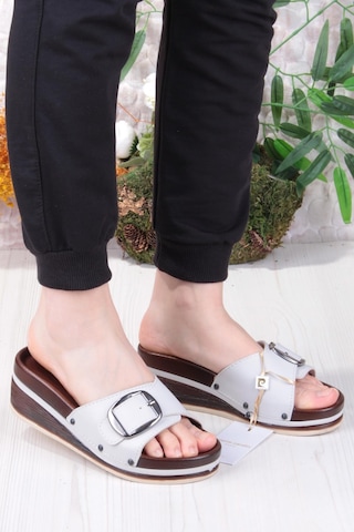 Pierre Cardin 7418 Anatomik Rahat Tokalı Kadın Terlik Gri