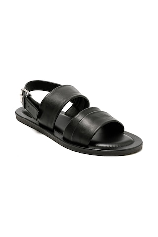 The Sandals Factory Black Sandalet Erkek M7718 The Sandals Factory Leather Upper Sandals Black