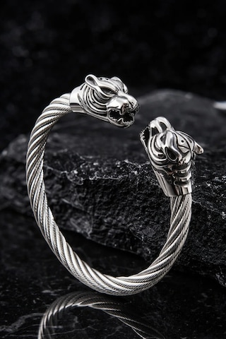 Viking Aslan Başlı Çelik Bileklik Güç, Cesaret Ve Sadakati Sembolize Eden Erkek Çelik Bileklik Diğer