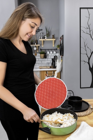 Şık Ve Pratik Demlematik: Pilav Demleme Örtüsü , Tencere Kapağı Bonesikırmızı Puantiye