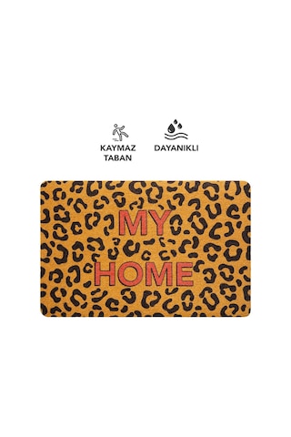 Cocojoy Pj010a Leopar My Home Desenli Kalın Kaymaz Taban Nem Alıcı Şık Tasarım Kapı Önü Paspası Renklı