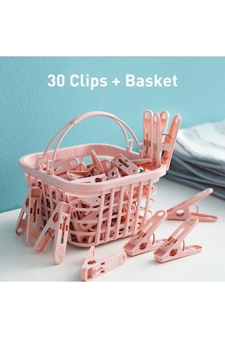 Tongxida Çok Fonksiyonlu Çamaşır Mandalı Ev Plastik Sepet Çorap Klipsi 30/kutu Rastgele Renk Diğer