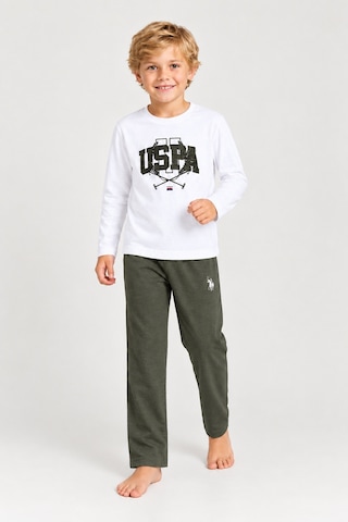 U.s. Polo Assn.%100 Pamuk 2661 Baskılı Uzun Kol Erkek Çocuk Pijama Takımı Beyaz