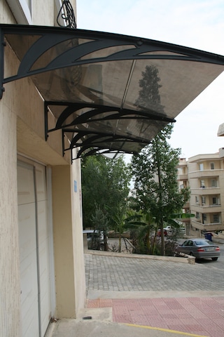 Kapı Üstü Sundurma 100x360 Cm Ant. Gri Ayak 3mm Solid Gri Levha