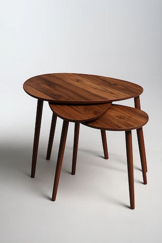 Eg Home Paris 3'lü Zigon Sehpa %100 Mdf Ceviz