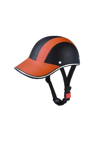 Beyzbol Kask Retro Binicilik Kask Ördek Kapak Elektrikli Araba Kask-turuncu Siyah Turuncu - Siyah